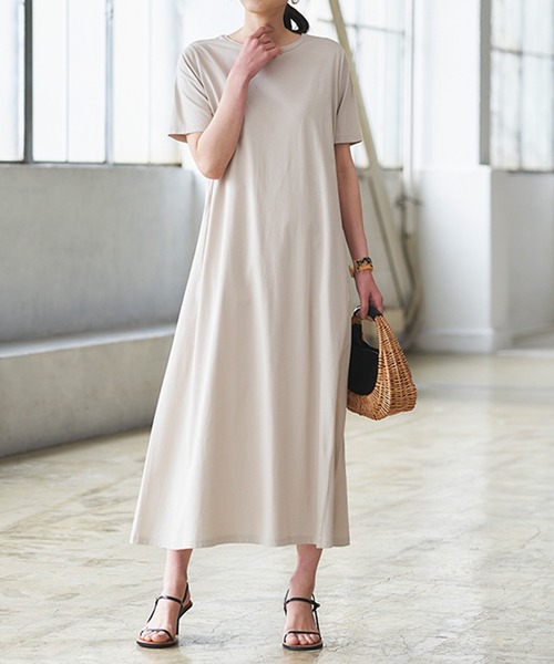RANAN(ラナン)の「<Beautiful Cotton>ひんやり!UVカットポケット付マキシワンピース(ロング丈)(ワンピース・レディース・チャコール/ライトグレー/ダークブラウン/クリアグリーン/ブラック/オレンジ系/グレイッシュブルー/ネイビー・LL/L/M)」の19枚目の写真