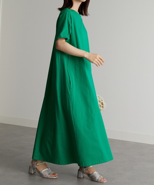 RANAN(ラナン)の「<Beautiful Cotton>ひんやり!UVカットポケット付マキシワンピース(ロング丈)(ワンピース・レディース・チャコール/ライトグレー/ダークブラウン/クリアグリーン/ブラック/オレンジ系/グレイッシュブルー/ネイビー・LL/L/M)」の10枚目の写真