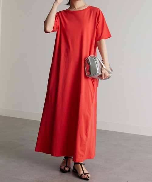 RANAN(ラナン)の「<Beautiful Cotton>ひんやり!UVカットポケット付マキシワンピース(ロング丈)(ワンピース・レディース・チャコール/ライトグレー/ダークブラウン/クリアグリーン/ブラック/オレンジ系/グレイッシュブルー/ネイビー・LL/L/M)」の11枚目の写真