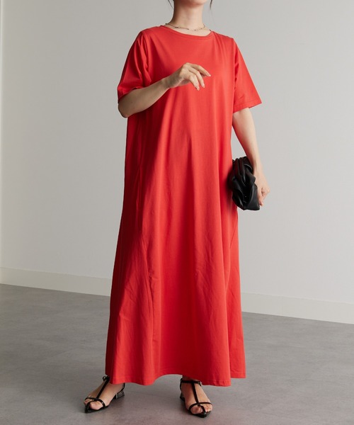 RANAN(ラナン)の「<Beautiful Cotton>ひんやり!UVカットポケット付マキシワンピース(ロング丈)(ワンピース・レディース・チャコール/ライトグレー/ダークブラウン/クリアグリーン/ブラック/オレンジ系/グレイッシュブルー/ネイビー・LL/L/M)」の12枚目の写真