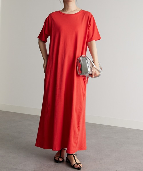 RANAN(ラナン)の「<Beautiful Cotton>ひんやり!UVカットポケット付マキシワンピース(ロング丈)(ワンピース・レディース・チャコール/ライトグレー/ダークブラウン/クリアグリーン/ブラック/オレンジ系/グレイッシュブルー/ネイビー・LL/L/M)」の15枚目の写真