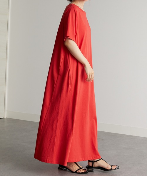 RANAN(ラナン)の「<Beautiful Cotton>ひんやり!UVカットポケット付マキシワンピース(ロング丈)(ワンピース・レディース・チャコール/ライトグレー/ダークブラウン/クリアグリーン/ブラック/オレンジ系/グレイッシュブルー/ネイビー・LL/L/M)」の16枚目の写真
