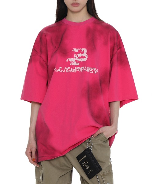 MASONPRINCE（メイソンプリンス）の「オーバーサイズ 汚れ加工 品質タグデザイン Tシャツ DT4212【MASONPRINCE】（Tシャツ/カットソー・メンズ・ダークグレー/ホワイト/ピンク・S/M/L）」の3枚目の写真