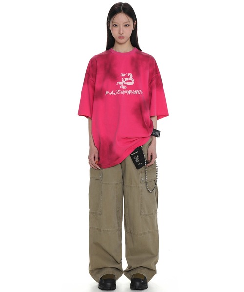 MASONPRINCE（メイソンプリンス）の「オーバーサイズ 汚れ加工 品質タグデザイン Tシャツ DT4212【MASONPRINCE】（Tシャツ/カットソー・メンズ・ダークグレー/ホワイト/ピンク・S/M/L）」の5枚目の写真