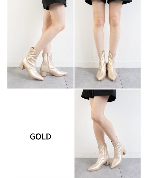 ストレッチポインテッドショートブーツ 