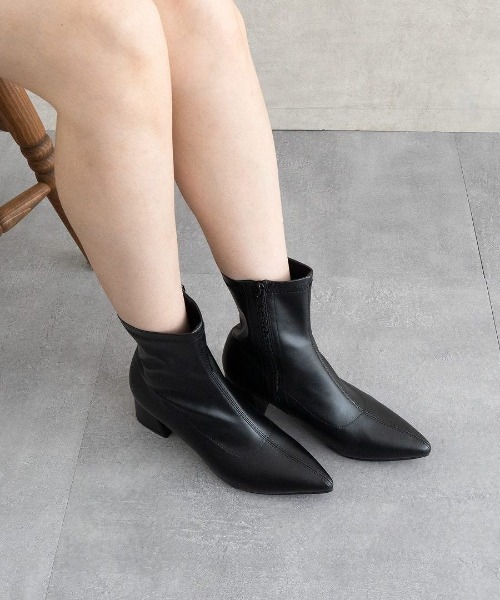 ストレッチポインテッドショートブーツ 