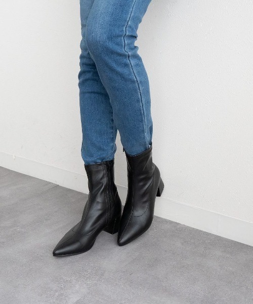 ストレッチポインテッドショートブーツ 
