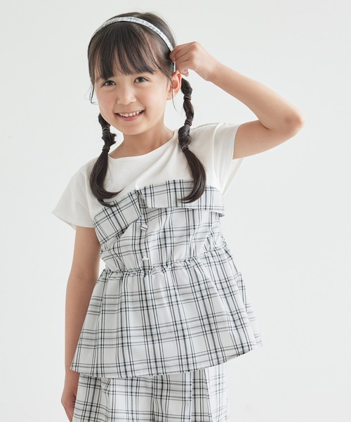 セール】【KIDS】レイヤード風チェックドッキングチュニック