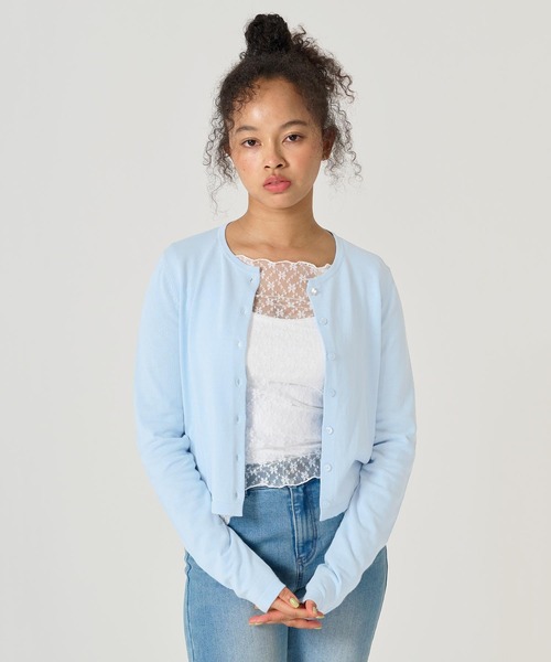 TINA：JOJUN（ティーナジョジュン）の「オーガニックコットン バタフライボタンカーディガン TINA：JOJUN（カーディガン/ボレロ・レディース・レッド/ブラウン/ベビーピンク/グレー/ブラック系その他/ライトブルー/グリーン・M）」の12枚目の写真