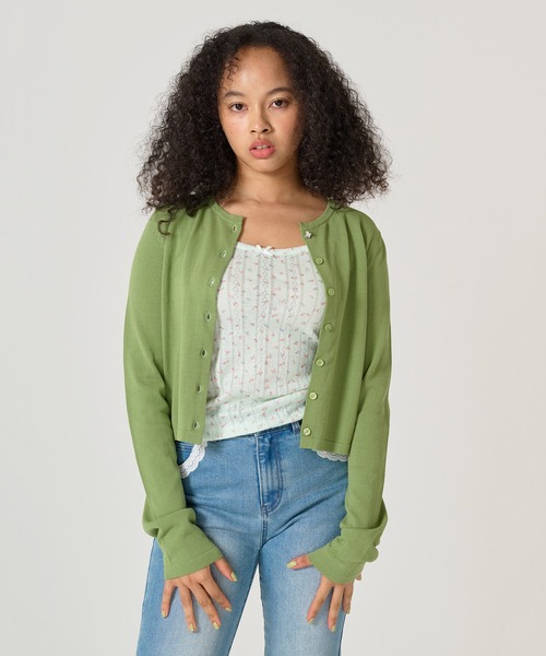 TINA：JOJUN（ティーナジョジュン）の「オーガニックコットン バタフライボタンカーディガン TINA：JOJUN（カーディガン/ボレロ・レディース・レッド/ブラウン/ベビーピンク/グレー/ブラック系その他/ライトブルー/グリーン・M）」の19枚目の写真