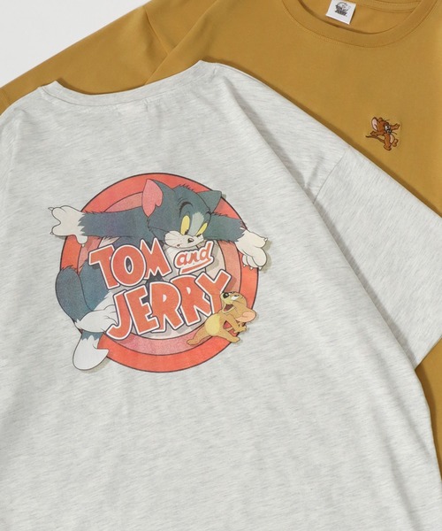 Tom&Jerry(トムアンドジェリー)の「Tom&Jerry/トム&ジェリー キャラクター サガラ刺繍 発泡 フロント バックプリント オーバーサイズ半袖Tシャツ(Tシャツ/カットソー・レディース・グリーン/アクア/オートミール/マスタード/グリーン系その他/ベージュ/スミクロ/ブラック/クリーム/ブルー/グレー/ダークグリーン・M/L)」の7枚目の写真