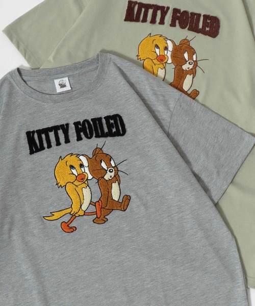 Tom&Jerry(トムアンドジェリー)の「Tom&Jerry/トム&ジェリー キャラクター サガラ刺繍 発泡 フロント バックプリント オーバーサイズ半袖Tシャツ(Tシャツ/カットソー・レディース・グリーン/アクア/オートミール/マスタード/グリーン系その他/ベージュ/スミクロ/ブラック/クリーム/ブルー/グレー/ダークグリーン・M/L)」の4枚目の写真