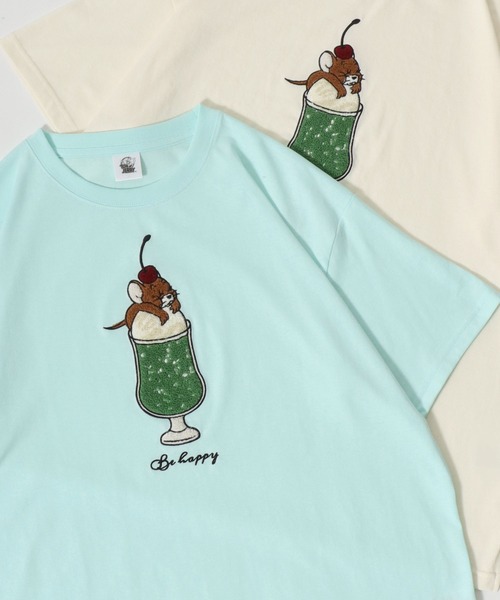 Tom&Jerry(トムアンドジェリー)の「Tom&Jerry/トム&ジェリー キャラクター サガラ刺繍 発泡 フロント バックプリント オーバーサイズ半袖Tシャツ(Tシャツ/カットソー・レディース・グリーン/アクア/オートミール/マスタード/グリーン系その他/ベージュ/スミクロ/ブラック/クリーム/ブルー/グレー/ダークグリーン・M/L)」の11枚目の写真