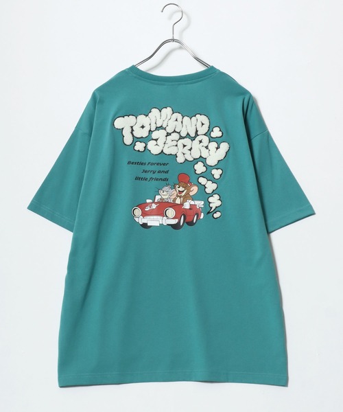 Tom&Jerry(トムアンドジェリー)の「Tom&Jerry/トム&ジェリー キャラクター サガラ刺繍 発泡 フロント バックプリント オーバーサイズ半袖Tシャツ(Tシャツ/カットソー・レディース・グリーン/アクア/オートミール/マスタード/グリーン系その他/ベージュ/スミクロ/ブラック/クリーム/ブルー/グレー/ダークグリーン・M/L)」の18枚目の写真