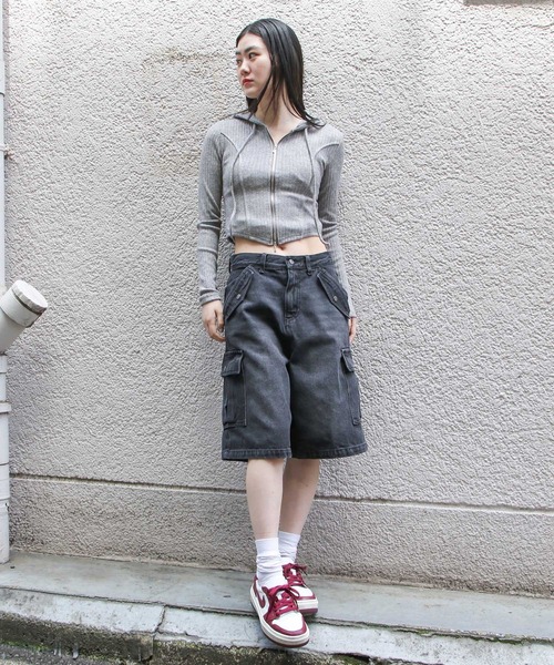 3.3 Field Trip （3.3フィールドトリップ）の「3.3 Field Trip／ニットフードZIP  2118445（Tシャツ/カットソー・レディース・グレー/アイボリー/ブルー・FREE）」の7枚目の写真