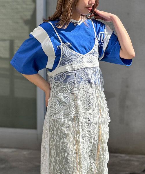 CIAOPANIC（チャオパニック）の「パッチワークレースキャミワンピース（ワンピース・レディース・ホワイト/ブラック・ONE SIZE）」の7枚目の写真