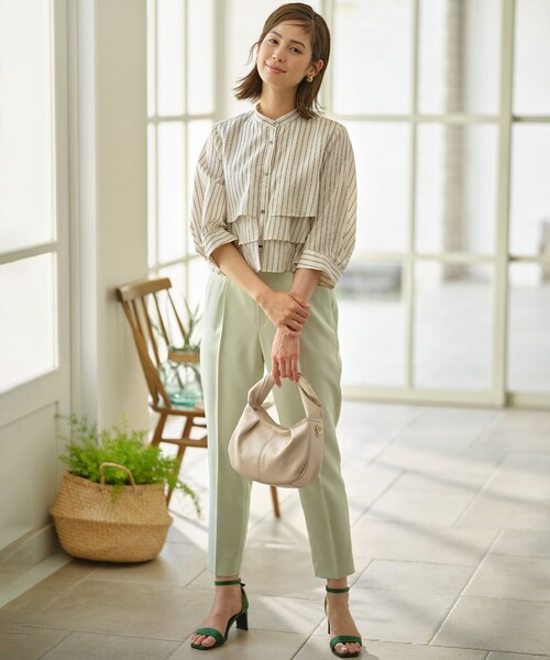 組曲（クミキョク）の「ナイロンレーヨン ティアード半袖ブラウス（シャツ/ブラウス・レディース・アイボリー系/ブルー系1/アイボリー系1・3/2）」の6枚目の写真