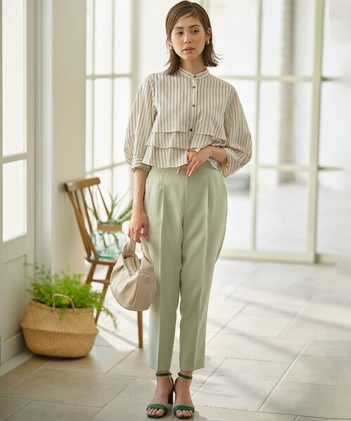 組曲（クミキョク）の「ナイロンレーヨン ティアード半袖ブラウス（シャツ/ブラウス・レディース・アイボリー系/ブルー系1/アイボリー系1・3/2）」の8枚目の写真