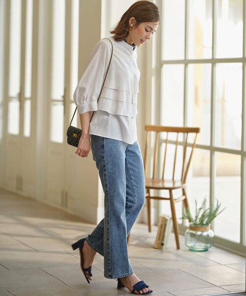 組曲（クミキョク）の「ナイロンレーヨン ティアード半袖ブラウス（シャツ/ブラウス・レディース・アイボリー系/ブルー系1/アイボリー系1・3/2）」の20枚目の写真