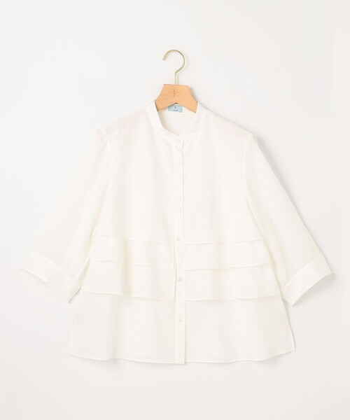 組曲（クミキョク）の「ナイロンレーヨン ティアード半袖ブラウス（シャツ/ブラウス・レディース・アイボリー系/ブルー系1/アイボリー系1・3/2）」の13枚目の写真