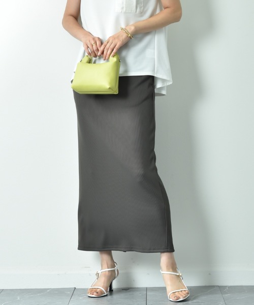 INTERPLANET（インタープラネット）の「ＮＥＷリブカットナロースカート（スカート・レディース・チャコールグレー/ブラック/アイボリー・FREE）」の2枚目の写真