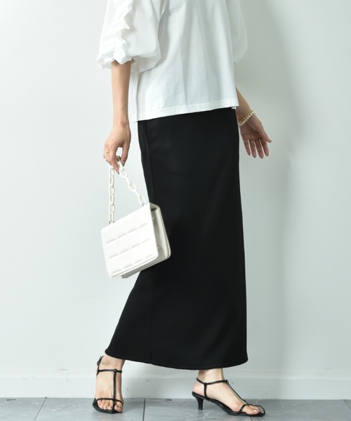 INTERPLANET（インタープラネット）の「ＮＥＷリブカットナロースカート（スカート・レディース・チャコールグレー/ブラック/アイボリー・FREE）」の3枚目の写真