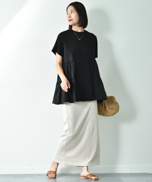 INTERPLANET（インタープラネット）の「ＮＥＷリブカットナロースカート（スカート・レディース・チャコールグレー/ブラック/アイボリー・FREE）」の8枚目の写真