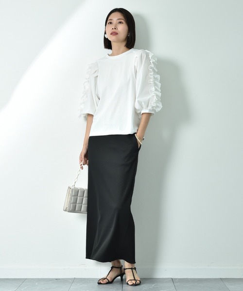 INTERPLANET（インタープラネット）の「ＮＥＷリブカットナロースカート（スカート・レディース・チャコールグレー/ブラック/アイボリー・FREE）」の15枚目の写真