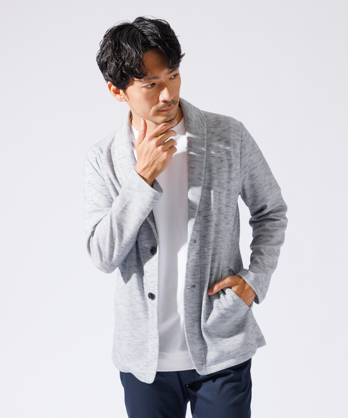 ABAHOUSE GRAY(アバハウスグレイ)の「【バーズアイ】ショールジャケット / サマージャケット(テーラードジャケット・メンズ・ライトグレー/ネイビー/ブルー/ライトベージュ・46/48/50)」の1枚目の写真