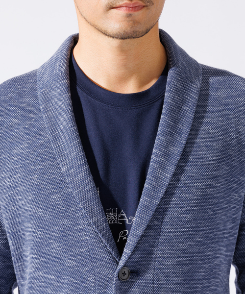 ABAHOUSE GRAY(アバハウスグレイ)の「【バーズアイ】ショールジャケット / サマージャケット(テーラードジャケット・メンズ・ライトグレー/ネイビー/ブルー/ライトベージュ・46/48/50)」の9枚目の写真