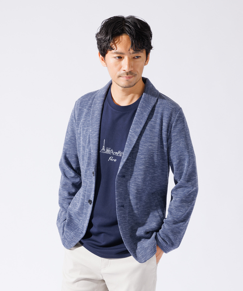 ABAHOUSE GRAY(アバハウスグレイ)の「【バーズアイ】ショールジャケット / サマージャケット(テーラードジャケット・メンズ・ライトグレー/ネイビー/ブルー/ライトベージュ・46/48/50)」の15枚目の写真