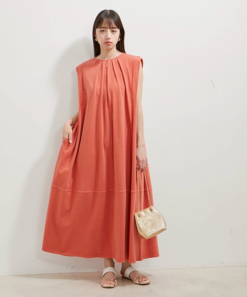 VIS（ビス）の「【洗える】ピグメント加工タックフレアワンピース（ワンピース・レディース・オレンジ系その他/ブラウン系その他/ブルー系その他4・FREE）」の11枚目の写真