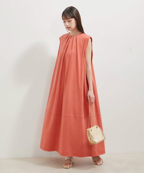 VIS（ビス）の「【洗える】ピグメント加工タックフレアワンピース（ワンピース・レディース・オレンジ系その他/ブラウン系その他/ブルー系その他4・FREE）」の12枚目の写真