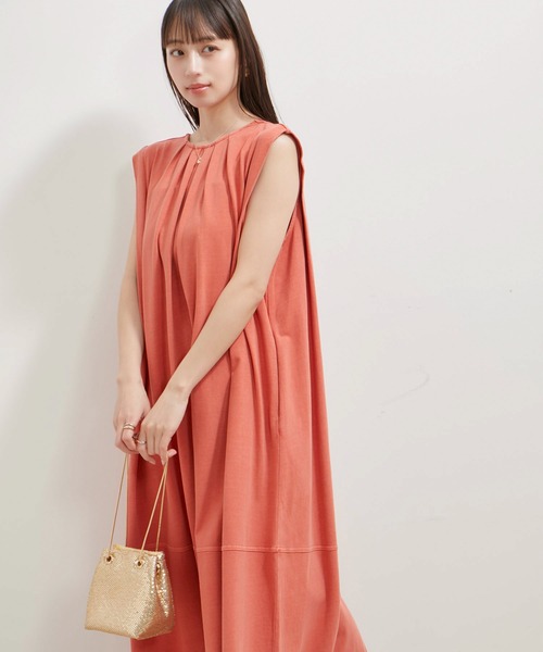 VIS（ビス）の「【洗える】ピグメント加工タックフレアワンピース（ワンピース・レディース・オレンジ系その他/ブラウン系その他/ブルー系その他4・FREE）」の14枚目の写真