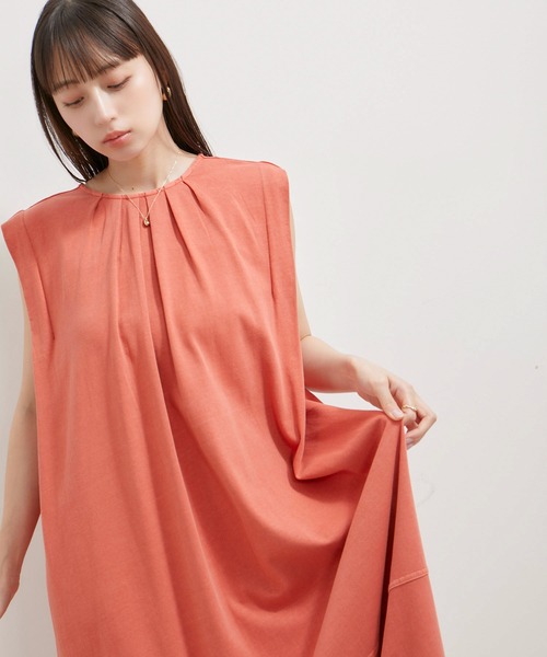VIS（ビス）の「【洗える】ピグメント加工タックフレアワンピース（ワンピース・レディース・オレンジ系その他/ブラウン系その他/ブルー系その他4・FREE）」の10枚目の写真