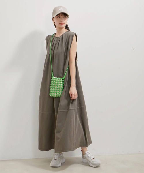 VIS（ビス）の「【洗える】ピグメント加工タックフレアワンピース（ワンピース・レディース・オレンジ系その他/ブラウン系その他/ブルー系その他4・FREE）」の7枚目の写真