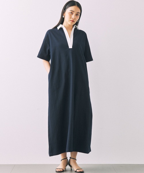 BABYLONE（バビロン）の「ラガーAラインワンピース（ワンピース・レディース・グレー/ネイビー・FREE）」の2枚目の写真