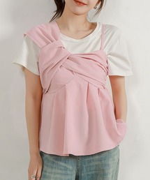 DAY CLOSET | レディース アシンメトリーシャーリングウエスト切り替えキャミビスチェ(キャミソール)