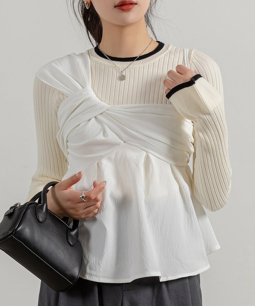 DAY CLOSET(デイ クローゼット)の「【オールシーズン即戦力/シボ加工風/肩紐アシメ/ウエスト切替】ふんわり ボリューム バックシャーリング キャミソール ビスチェ レディース(キャミソール・レディース・ホワイト/ピンク/ブラック/ベージュ・FREE)」の9枚目の写真