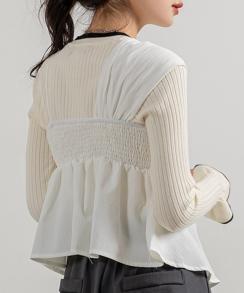 DAY CLOSET(デイ クローゼット)の「【オールシーズン即戦力/シボ加工風/肩紐アシメ/ウエスト切替】ふんわり ボリューム バックシャーリング キャミソール ビスチェ レディース(キャミソール・レディース・ホワイト/ピンク/ブラック/ベージュ・FREE)」の10枚目の写真