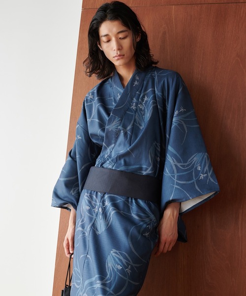 ONCILY(オンシェリー)の「YUKATA 2SET / 浴衣2点セット【浴衣+帯】(浴衣・メンズ・ネイビー/チャコールグレー・MEDIUM/LARGE)」の3枚目の写真
