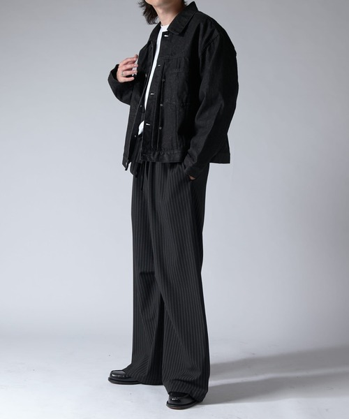 Luis ルイス セットアップ シャツ＆ワイドパンツ SMOKE総柄 ブルー Luis ルイス セットアップ シャツ＆ワイドパンツ SMOKE総柄