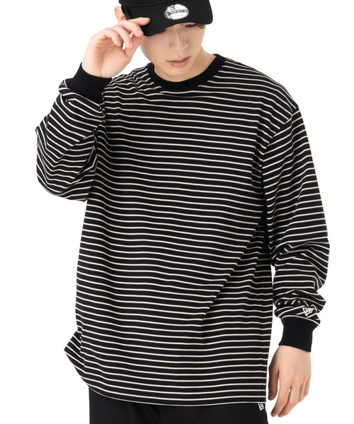 NEW ERA(ニューエラ)の「ニューエラ 長袖Tシャツ オーバーサイズ ボーダー(Tシャツ/カットソー・メンズ・カーキ/ブラック/ホワイト・M/L/XL/XXL/S)」の3枚目の写真