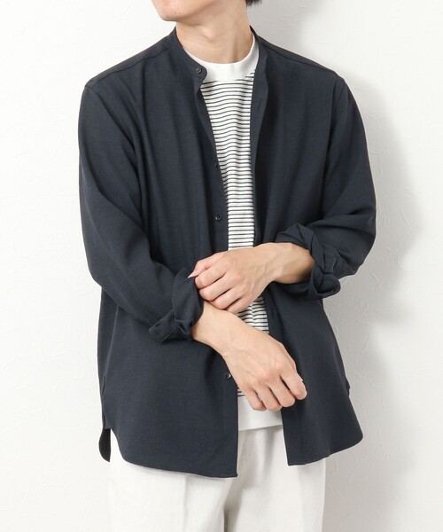 NOLLEY’S(ノーリーズ)の「《吸水速乾》2wayストレッチ バンドカラーシャツ(シャツ/ブラウス・メンズ・ネイビー/ブラック/チャコールグレー・L/M/S)」の3枚目の写真