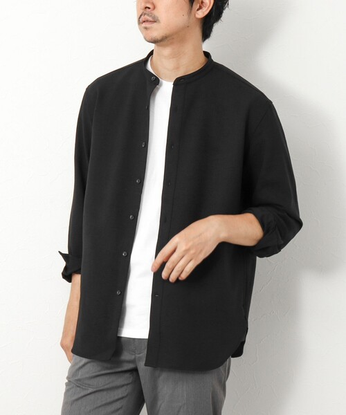 NOLLEY’S(ノーリーズ)の「《吸水速乾》2wayストレッチ バンドカラーシャツ(シャツ/ブラウス・メンズ・ネイビー/ブラック/チャコールグレー・L/M/S)」の2枚目の写真