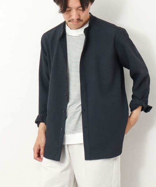 NOLLEY’S(ノーリーズ)の「《吸水速乾》2wayストレッチ バンドカラーシャツ(シャツ/ブラウス・メンズ・ネイビー/ブラック/チャコールグレー・L/M/S)」の4枚目の写真