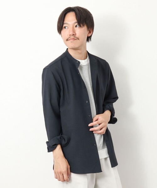NOLLEY’S(ノーリーズ)の「《吸水速乾》2wayストレッチ バンドカラーシャツ(シャツ/ブラウス・メンズ・ネイビー/ブラック/チャコールグレー・L/M/S)」の6枚目の写真