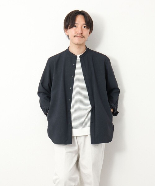NOLLEY’S(ノーリーズ)の「《吸水速乾》2wayストレッチ バンドカラーシャツ(シャツ/ブラウス・メンズ・ネイビー/ブラック/チャコールグレー・L/M/S)」の7枚目の写真