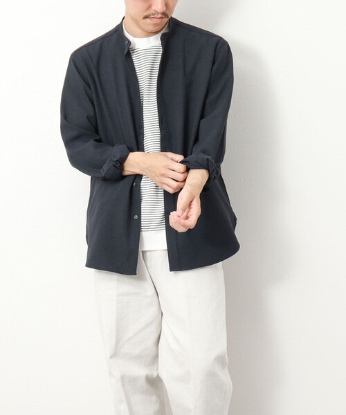 NOLLEY’S(ノーリーズ)の「《吸水速乾》2wayストレッチ バンドカラーシャツ(シャツ/ブラウス・メンズ・ネイビー/ブラック/チャコールグレー・L/M/S)」の9枚目の写真