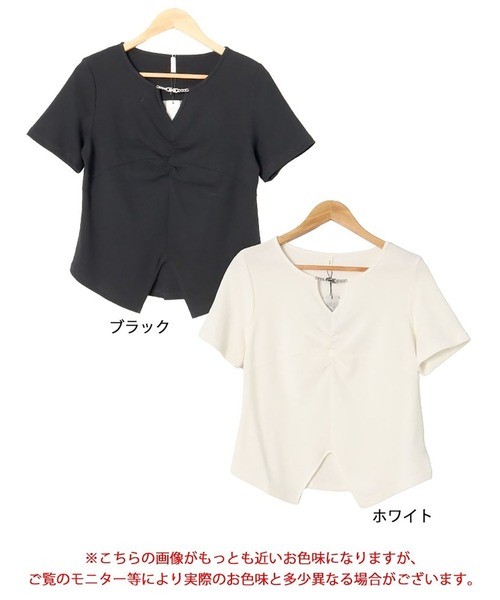 GOLDJAPAN(ゴールドジャパン)の「チェーン付きキーネックギャザーカットソー『大きいサイズ対応』(Tシャツ/カットソー・レディース・ホワイト/ブラック・6L/5L/4L/3L/LL)」の17枚目の写真